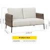 imageEAST OAK Life Chatter Patio Furniture Set Outdoor Furniture Corner Sofa Set with Round Coffee Table 5 Seats Sofa Deep Seating with Thick ampamp Washable Cushions Earth Black ampamp Misty GreyChestnut Brown  Creamy Apricot