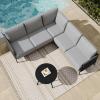 imageEAST OAK Life Chatter Patio Furniture Set Outdoor Furniture Corner Sofa Set with Round Coffee Table 5 Seats Sofa Deep Seating with Thick ampamp Washable Cushions Earth Black ampamp Misty GreyUpgraded Misty Grey