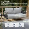imageEAST OAK Life Chatter Patio Furniture Set Outdoor Furniture Corner Sofa Set with Round Coffee Table 5 Seats Sofa Deep Seating with Thick ampamp Washable Cushions Earth Black ampamp Misty GreyUpgraded Misty Grey