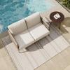 imageEAST OAK Life Chatter Patio Furniture Set Outdoor Furniture Corner Sofa Set with Round Coffee Table 5 Seats Sofa Deep Seating with Thick ampamp Washable Cushions Earth Black ampamp Misty GreyUpgraded Chestnut  Apricot