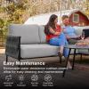 imageEAST OAK Life Chatter Patio Furniture Set Outdoor Furniture Corner Sofa Set with Round Coffee Table 5 Seats Sofa Deep Seating with Thick ampamp Washable Cushions Earth Black ampamp Misty GreyEarth Black  Misty Grey