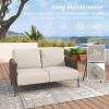 imageEAST OAK Life Chatter Patio Furniture Set Outdoor Furniture Corner Sofa Set with Round Coffee Table 5 Seats Sofa Deep Seating with Thick ampamp Washable Cushions Earth Black ampamp Misty GreyChestnut Brown  Creamy Apricot