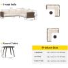 imageEAST OAK Life Chatter Patio Furniture Set Outdoor Furniture Corner Sofa Set with Round Coffee Table 5 Seats Sofa Deep Seating with Thick ampamp Washable Cushions Earth Black ampamp Misty GreyChestnut Brown  Creamy Apricot