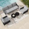 imageEAST OAK Life Chatter Patio Furniture Set Outdoor Furniture Corner Sofa Set with Round Coffee Table 5 Seats Sofa Deep Seating with Thick ampamp Washable Cushions Earth Black ampamp Misty GreyUpgraded Misty Grey
