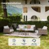 imageEAST OAK Life Chatter Patio Furniture Set Outdoor Furniture Corner Sofa Set with Round Coffee Table 5 Seats Sofa Deep Seating with Thick ampamp Washable Cushions Earth Black ampamp Misty GreyUpgraded Chestnut  Apricot