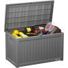 imageEAST OAK Outdoor Storage Box 120 Gallon Deck Box with Stainless Steel Rods Large Resin Storage Bin for Patio Cushions Garden Tools Waterproof and UV Resistant Lockable GreyGrey