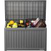 imageEAST OAK Outdoor Storage Box 120 Gallon Deck Box with Stainless Steel Rods Large Resin Storage Bin for Patio Cushions Garden Tools Waterproof and UV Resistant Lockable GreyGrey