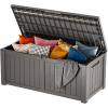 imageEAST OAK Outdoor Storage Box 120 Gallon Deck Box with Stainless Steel Rods Large Resin Storage Bin for Patio Cushions Garden Tools Waterproof and UV Resistant Lockable GreyGrey
