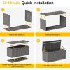 imageEAST OAK Outdoor Storage Box 120 Gallon Deck Box with Stainless Steel Rods Large Resin Storage Bin for Patio Cushions Garden Tools Waterproof and UV Resistant Lockable GreyGrey