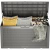 imageEAST OAK Outdoor Storage Box 120 Gallon Deck Box with Stainless Steel Rods Large Resin Storage Bin for Patio Cushions Garden Tools Waterproof and UV Resistant Lockable GreyGrey