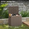 imageEAST OAK Outdoor Storage Box 120 Gallon Deck Box with Stainless Steel Rods Large Resin Storage Bin for Patio Cushions Garden Tools Waterproof and UV Resistant Lockable GreyBrown