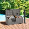 imageEAST OAK Outdoor Storage Box 150 Gallon Deck Box Large Resin Storage Bin for Patio Cushions Gardening Tools Lockable Waterproof and UV Resistant Grey