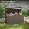 imageEAST OAK Outdoor Storage Box 60 Gallon Deck Box Indoor and Outdoor Use Waterproof Resin Storage Bin for Patio Cushions Gardening Tools Lockable UV Resistant GreyBrown