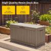 imageEAST OAK Outdoor Storage Box 60 Gallon Deck Box Indoor and Outdoor Use Waterproof Resin Storage Bin for Patio Cushions Gardening Tools Lockable UV Resistant GreyBrown