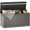 imageEAST OAK Outdoor Storage Box 60 Gallon Deck Box Indoor and Outdoor Use Waterproof Resin Storage Bin for Patio Cushions Gardening Tools Lockable UV Resistant GreyGrey