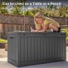 imageEAST OAK Outdoor Storage Box 60 Gallon Deck Box Indoor and Outdoor Use Waterproof Resin Storage Bin for Patio Cushions Gardening Tools Lockable UV Resistant GreyBlack