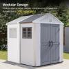 imageEAST OAK Outdoor Storage Shed 4 x 34 FT Resin Tool Shed for Garden Trash Cans AllWeather Clearance Lockable with FloorWhite