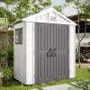 imageEAST OAK Outdoor Storage Shed 4 x 34 FT Resin Tool Shed for Garden Trash Cans AllWeather Clearance Lockable with FloorWhite