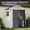 imageEAST OAK Outdoor Storage Shed 4 x 34 FT Resin Tool Shed for Garden Trash Cans AllWeather Clearance Lockable with FloorWhite