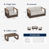 imageEAST OAK Signature 3 Pieces Patio Furniture SetAluminum Outdoor Furniture Deep Seating Outdoor Patio Set with Sofa and Coffee TableModern Conversation Set for Porch and BalconyDark GreyCoffee  Beige