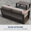 imageEAST OAK Signature 3 Pieces Patio Furniture SetAluminum Outdoor Furniture Deep Seating Outdoor Patio Set with Sofa and Coffee TableModern Conversation Set for Porch and BalconyDark GreyCoffee  Beige