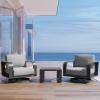 imageEAST OAK Signature 3 Pieces Patio Furniture SetAluminum Outdoor Furniture Deep Seating Outdoor Patio Set with Sofa and Coffee TableModern Conversation Set for Porch and BalconyDark GreyDark Grey