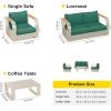imageEAST OAK Signature 3 Pieces Patio Furniture SetAluminum Outdoor Furniture Deep Seating Outdoor Patio Set with Sofa and Coffee TableModern Conversation Set for Porch and BalconyDark GreyChampagne  Green