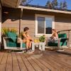 imageEAST OAK Signature 3 Pieces Patio Furniture SetAluminum Outdoor Furniture Deep Seating Outdoor Patio Set with Sofa and Coffee TableModern Conversation Set for Porch and BalconyDark GreyChampagne  Green