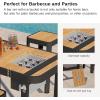 imageEAST OAK Signature 3Piece Outdoor Bar Set Patio Table and Chairs with Teak and Aluminum Outdoor Patio Furniture for 2 Outdoor High Top Table and Chairs Set for Garden Backyard and Pool Dark Grey3Piece Dining Set