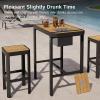 imageEAST OAK Signature 3Piece Outdoor Bar Set Patio Table and Chairs with Teak and Aluminum Outdoor Patio Furniture for 2 Outdoor High Top Table and Chairs Set for Garden Backyard and Pool Dark Grey3Piece Bar Table  Tools