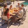 imageEAST OAK Signature 7 Pieces Outdoor Dining Set Patio Furniture Set with Finest Teak Wood PowderCoated Aluminum Frame Table and Teslin Fabric Chairs Patio Dining Set for Garden and Yard Dark Grey7Piece Dining Set