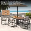 imageEAST OAK Signature 7 Pieces Outdoor Dining Set Patio Furniture Set with Finest Teak Wood PowderCoated Aluminum Frame Table and Teslin Fabric Chairs Patio Dining Set for Garden and Yard Dark Grey7Piece Dining Set 2025 Upgraded
