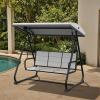 imageEAST OAK 2Person Outdoor Patio Swing Chair with Adjustable Canopy Porch Swing with Comfortable and Breathable Seats Independent Swing Chairs for Garden Balcony Backyard Charcoal BlackUpgrade Charcoal Black