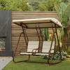 imageEAST OAK 2Person Outdoor Patio Swing Chair with Adjustable Canopy Porch Swing with Comfortable and Breathable Seats Independent Swing Chairs for Garden Balcony Backyard Charcoal BlackChestnut Brown
