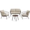 imageEAST OAK 3Piece Plaza Patio Furniture Set Outdoor Furniture with Thick Cushion Sofa and Coffee Table Modern Patio Conversation Set for 2 Outdoor Bistro Set for Balcony Black ampamp GreyBrown  Beige