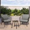 imageEAST OAK 3Piece Plaza Patio Furniture Set Outdoor Furniture with Thick Cushion Sofa and Coffee Table Modern Patio Conversation Set for 2 Outdoor Bistro Set for Balcony Black ampamp GreyBlack  Grey