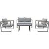 imageEAST OAK 4Piece Patio Furniture Set with Thick Cushions 2025 Coast Patio Conversation Set4 Seats Waterproof Outdoor Patio Set with Rattan Armrests Loveseat and Coffee Table for Backyard GreyBlack  Light Grey