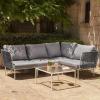 imageEAST OAK 5Piece Montauk Modular Patio Furniture Set Outdoor Corner Sofa with Cushion and Glass Coffee Table Modern Patio Conversation Set for Garden Backyard and Porch Beige ampamp GreyDove Grey