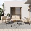 imageEAST OAK 5Piece Montauk Modular Patio Furniture Set Outdoor Corner Sofa with Cushion and Glass Coffee Table Modern Patio Conversation Set for Garden Backyard and Porch Beige ampamp GreyBrown  Beige