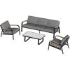 imageEAST OAK 5Seat Patio Furniture Set 4Piece Outdoor Conversation Set with Coffee TableWaterproof Outdoor Patio Furniture with Thick Cushions for Garden and Yard Creamy ApricotGrey