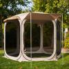 imageEAST OAK 66 FT Pop Up Canopy Tent with Mesh  Outdoor Screen House with 4 Sunshades  Instant Canopy with Portable Carry Bag  Gazebo Tent for Camping Patio and Beach  Beige1010 FT