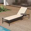 imageEAST OAK Adjustable Outdoor Chaise Lounge with Cushion Aluminum Patio Lounge Chair with Side Table Breathable 5Positions Adjustable Lounge Chaise for Poolside Beach Porch25 Textilene  Cotton