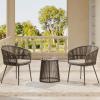 imageEAST OAK Breezeway Patio Furniture Set 3Piece Outside Bistro Set Handwoven Rattan Wicker Chairs with Waterproof Cushions Tempered Glass Table Outdoor Conversation Set for Porch Coffee ampamp BeigeCoffee  Beige