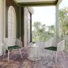 imageEAST OAK Breezeway Patio Furniture Set 3Piece Outside Bistro Set Handwoven Rattan Wicker Chairs with Waterproof Cushions Tempered Glass Table Outdoor Conversation Set for Porch Coffee ampamp BeigeUpgraded Ivory  Jungle Green