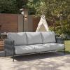 imageEAST OAK Life Chatter Patio Furniture Set Outdoor Furniture Corner Sofa Set with Round Coffee Table 5 Seats Sofa Deep Seating with Thick ampamp Washable Cushions Earth Black ampamp Misty GreyEarth Black  Misty Grey