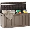 imageEAST OAK Outdoor Storage Box 60 Gallon Deck Box Indoor and Outdoor Use Waterproof Resin Storage Bin for Patio Cushions Gardening Tools Lockable UV Resistant GreyBrown
