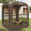 imageEAST OAK Screen House Tent PopUp Portable Screen Room Canopy Instant Screen Tent 12 x 12 FT with Carry Bag for Patio Backyard Deck ampamp Outdoor Activities BeigeBrown