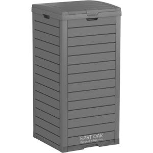 imageEAST OAK 38 Gallon Outdoor Trash Can  Waterproof Resin Garbage Can with Tiered Lid ampamp Drip Tray  Outside Trash Bin for Patio  Kitchen Backyard ampamp Deck  Gray Color38 Gallon