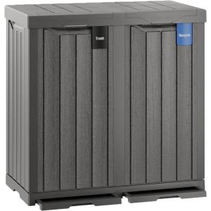 imageEAST OAK 38 Gallon Outdoor Trash Can  Waterproof Resin Garbage Can with Tiered Lid ampamp Drip Tray  Outside Trash Bin for Patio  Kitchen Backyard ampamp Deck  Gray Color62 Gallon