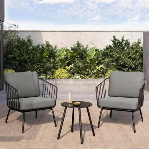 imageEAST OAK 5Piece Montauk Modular Patio Furniture Set Outdoor Corner Sofa with Cushion and Glass Coffee Table Modern Patio Conversation Set for Garden Backyard and Porch Beige ampamp GreyBlack  Grey